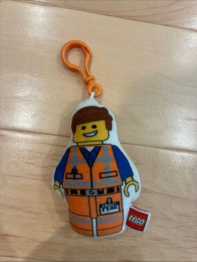 Lego Orange Blue Emmet Plush Keychain
